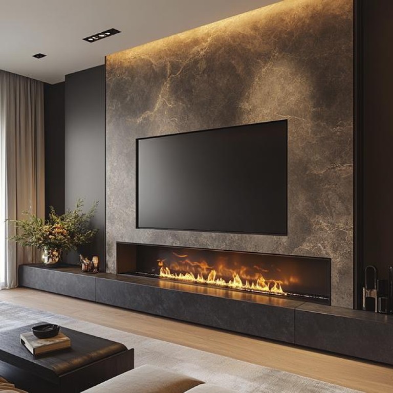 Fireplace & TV wall stone cladding